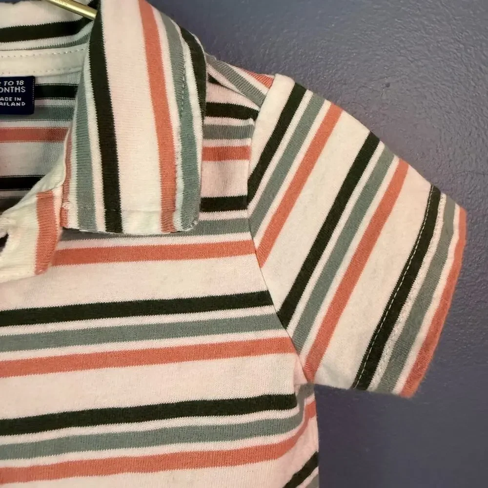 Janie & jack Striped Polo‎ Shirt and Orange Shorts Set